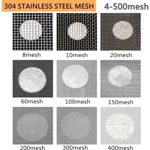 4-500M 304 Stainless Steel Woven Mesh Multi-use Filter Screen Net Tool Parts Metal Front Repair Fix Wire Mesh Screening Sheet