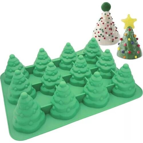 Christmas Tree 3D Silicone Moulds Food Grade Fondant Cake Baking Candle Soap Decoration Tools Resin Molds