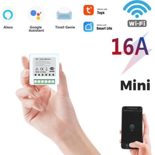 16A Tuya Wifi Mini DIY Smart Switch Led Light Smart Life Push Module Support 2 Way Voice Relay Timer Work With Google Home Alexa