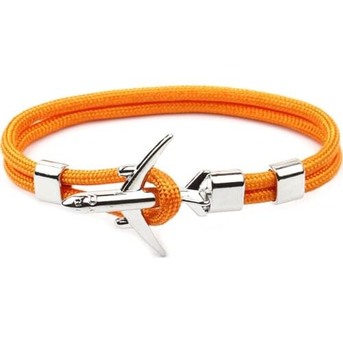 High Quality Silver Orange Aircraft Bracelet Multilayer Rope Chain Bracelet For Boy Girl Women Men Navy Style Gift
