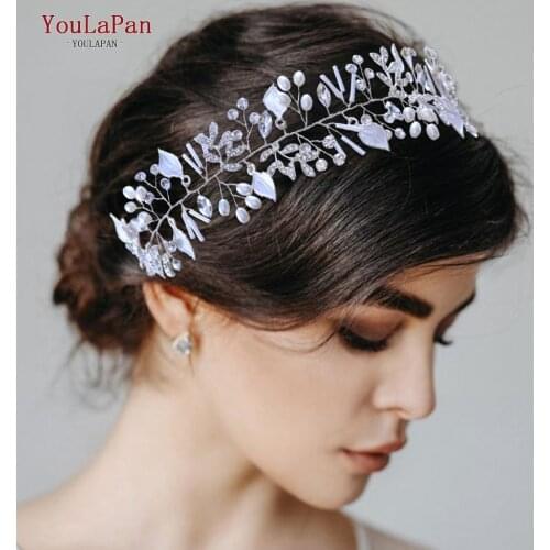 YouLaPan HP290 Hand Crafted Bride Crown Flower Wedding Headpieces for Bride Crystal Bridal Hair Pieces Accessory Bridal Hair