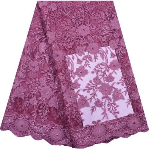 Zhenguiru Purple Milk Silk French Lace Fabric High Quality African Lace Fabric Sequin Nigerian Fabric For Women Party DressA2149
