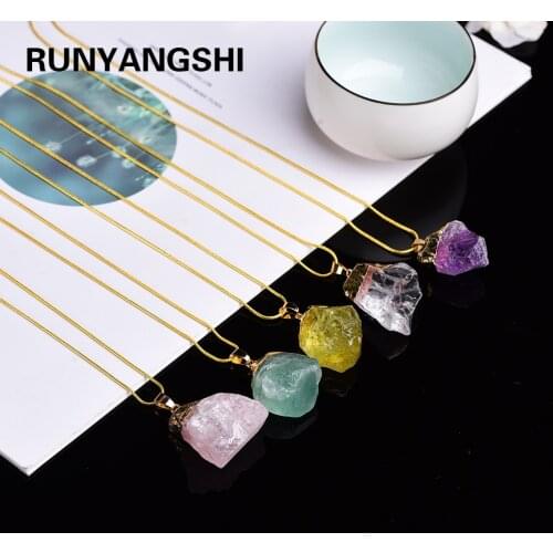 1PC Fashion Simple crystal quartz Pendant Natural Colorful Stone Raw Crystals For Men Women Jewelry Purple Reiki Mineral Specime