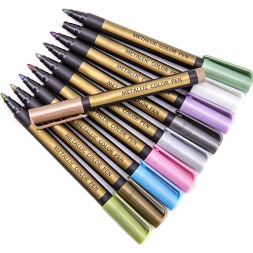 Hot Sale 10pcs Metallic Paint Marker Pens for Rock Painting Ceramic Glass Wood Fabric Scrapbook Journals Photo Albums Card