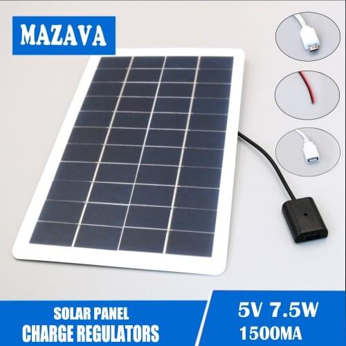 1500mA Battery Charger 5V 7.5W USB Output microUSB Outdoor Female Port 5 V 7.5 W Charge Regulators Solar Panel 3.7 V 18650