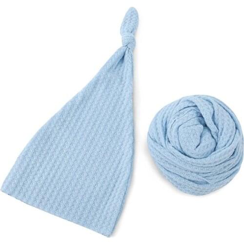 2 Pcs Baby Receiving Blanket Hat Set Soft Sleeping Swaddle Wrap Newborn Infant Photography Props Accessories