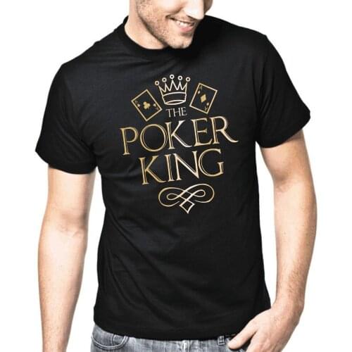 2019 Summer brand clothing Solid Color Men T shirt The Poker King Texas Hold Em Flush Gold Metallic Skate T-shirt