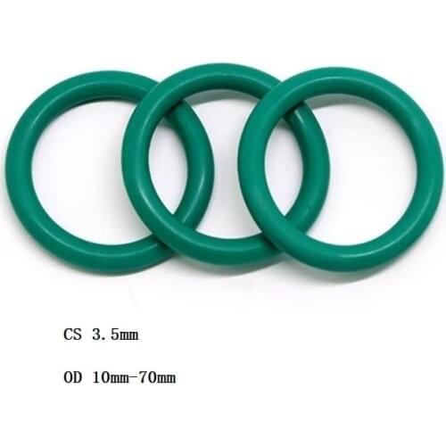 3.5 mm FKM O-Ring Rubber Seal Washer Green O Ring OD 10 mm - 70 mm