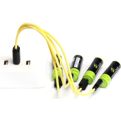 4PCS ZNTER 1.5V 1700mAh AA rechargeable battery USB rechargeable lithium polymer battery+1PCS Micro USB cable for fast charging