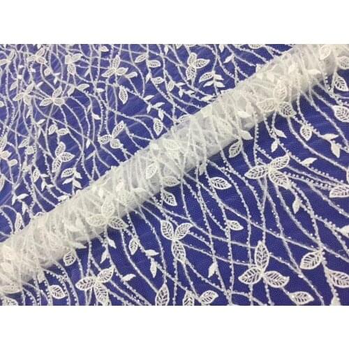 5 yards mx903# offwhite lovely pattern beads sequin embroidery french lace for haute couture bridal wedding dress