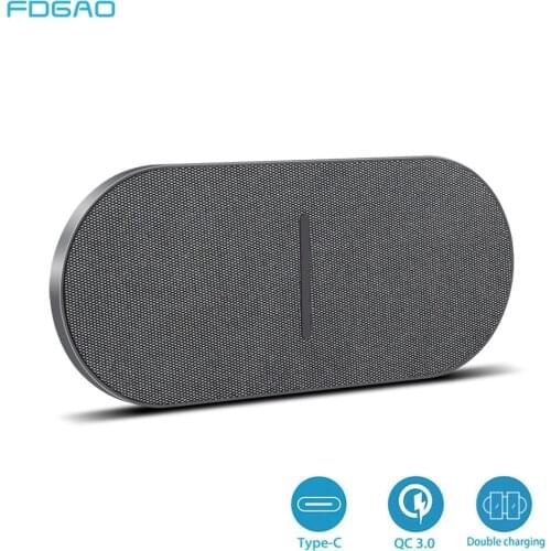 FDGAO 2 in 1 20W Dual Seat Qi Wireless Charger for Samsung S20 S10 Double Fast Charging Pad for iPhone 11 XS XR X 8 Airpods Pro
