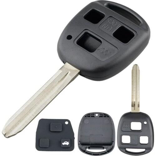 3 Buttons Remote Car Key Shell with Rubber Button Pad and TOY43 Blade Auto Key Case for Toyota Yaris Prado Tarago Camry Corolla