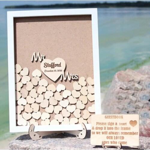 Wooden Wedding Guest Book Drop Top Memory Guest Book Mr Mrs Personalized Custom Name and Date Guest Book Alternative