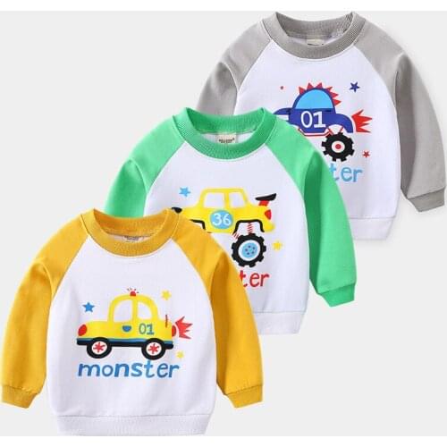 Kids Boys Casual T-Shirts Fashion Patchwork Sweatshirts Long Sleeve Tops Children Cartoon Baby Clothing