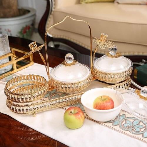 European Style Dried Fruit Storage Box Home Living Room Snack Tray Compartmentalized Candy Box with Lid Snack Snack Plate
