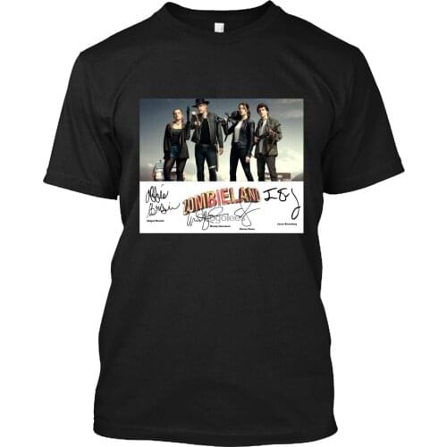 THONYURWIN Zombieland Woody Harrelson Jesse Eisenberg Movie Cast Signed Autograph Tee T-Shirt for Men Women