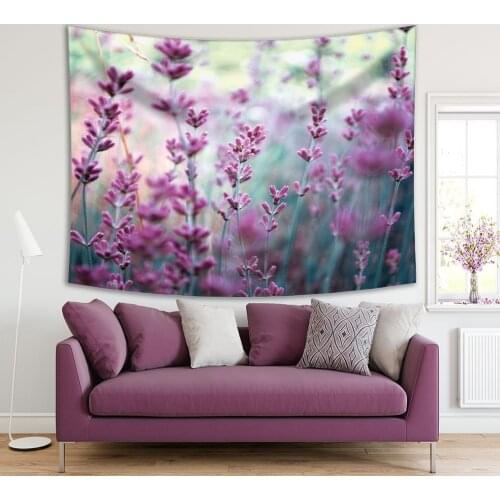 Tapestry Lavender Field Scented Flowers Summer Garden Herb Plants Nature Theme Home Decorating Lilac Color