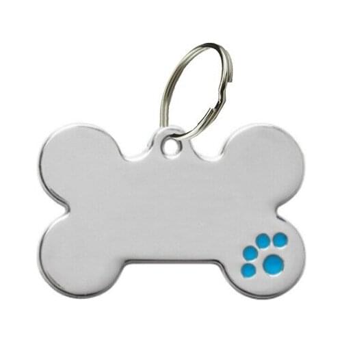 Pet ID Tag Bone Shaped Alloy Keychain Pendant Plate with Ring Unique Information Display Hanging Ornament for Cat Dog TS2
