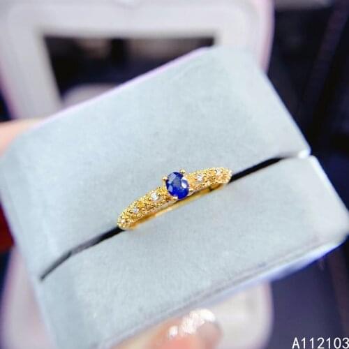 KJJEAXCMY fine jewelry 925 sterling silver inlaid Natural sapphire Girls exquisite simple Chinese style gem ring support test