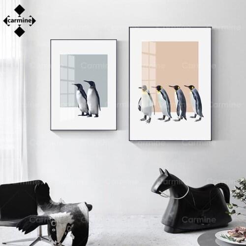Cute Penguin Wall Art Print Picture Modern Family Art Painting Nordic Animal Canvas Poster for Kid Room Home Decoration No Frame