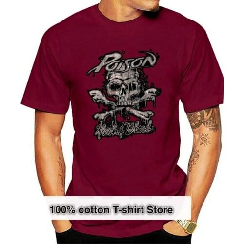 Poison Flesh Blood World Tour Mens T Shirt Skull Bones Rock Band Album Merch