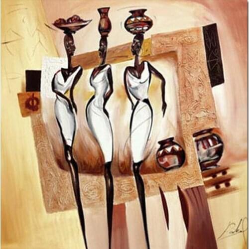 Wall Art For Bathrooms Canvas Paintings Abstract Female African American Picture Basket Banter Handmade Modern Artwork Square