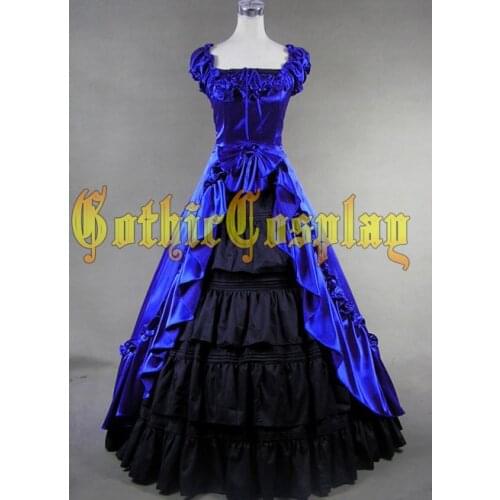 Free Shipping Wholesale lolita Gothic Renaissance Victorian Steampunk Dress Gown Reenactment Costume/Party Wear Stage Ball Gown
