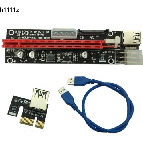 NEW 4pin 6pin SATA Power Supply PCI-Express Riser Card 60cm USB 3.0 Data Cable 1x to 16x Riser for Antminer Bitcoin Miner Mining