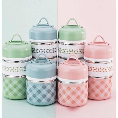 304 Stainless Steel Portable Thermal Lunch Box Office Lunchbox Sealed Thermos Lunch Box Food Container 630/960/1230 Ml