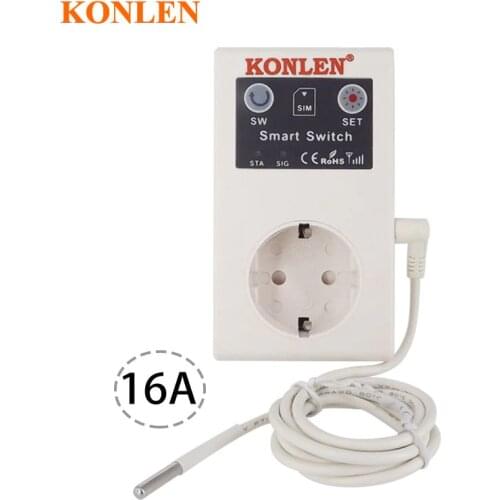 16A GSM Socket EU Power Outlet Relay Switch Remote Home Control Garage Door Gate Opener SMS Temperature Controller with Sensor