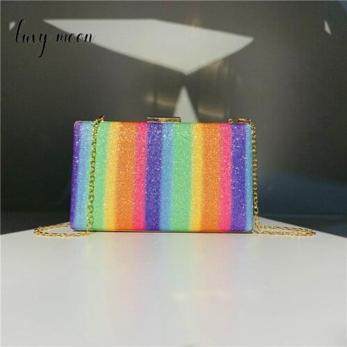 Rainbow Womens Bag Sequin Luxury Designer Handbag For Womens Multicolor Clutch Bag Small Square Evening Clutch Wedding Z159