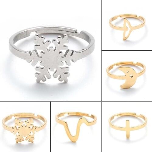 Fishtail Cross Moon Stars Snowflake Stacking Finger Ring for Women Wedding Engagement Christmas Gift Fashion Jewelry