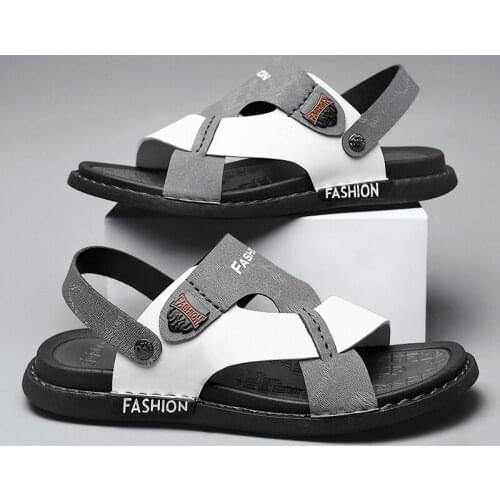 Big Size 39-44 Men Leather Sandals Summer Classic Men Shoes Slippers Soft Sandals Men Roman Comfortable Outdoor Walking Footwear