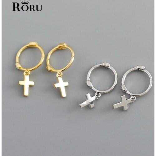 Cross Drop Earrings for Women 925 Sterling Silver Ear Party Girls Religious Punk Minimalist Rock Style Jewelry Gift Accessories