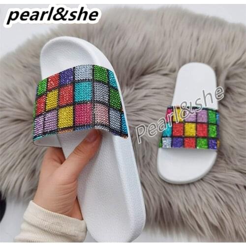 Summer Girls Rainbow Bling Slippers women shoes Non-slip Soft Beach Ladies Slides Flats Shoes Home Women Slipper Footwear Sandal