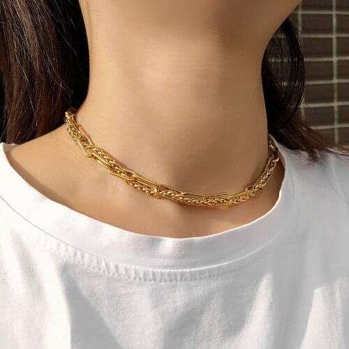 Stylish Paperclip Twiested Wheat Chain Necklace for Women Girls Stainless Steel Adjustable Length Choker Fashion Gifts DN267