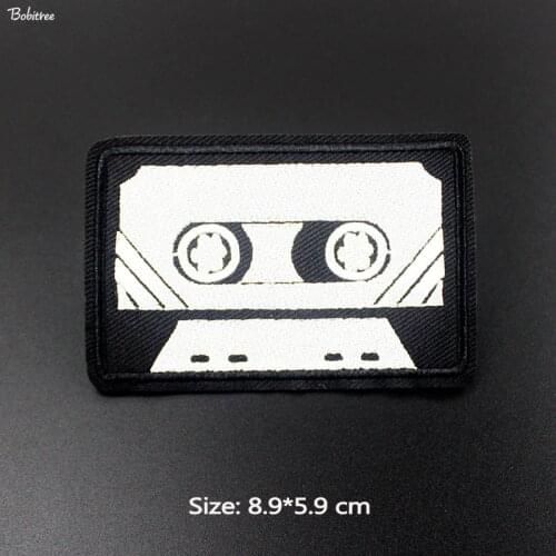 Black White Size 8.9*5.9 cm Patch iron on Transfer for Clothing Jeans Music Badges Embroidered Applique Stickers