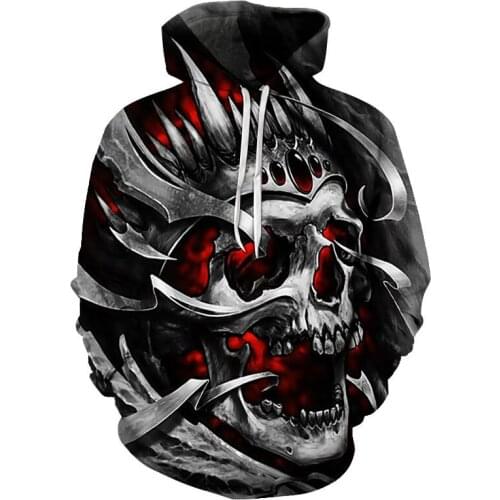 Hoodie 2021 spring fashion top mens and womens long-sleeved 3D printing skull Harajuku hip-hop pullover casual wear