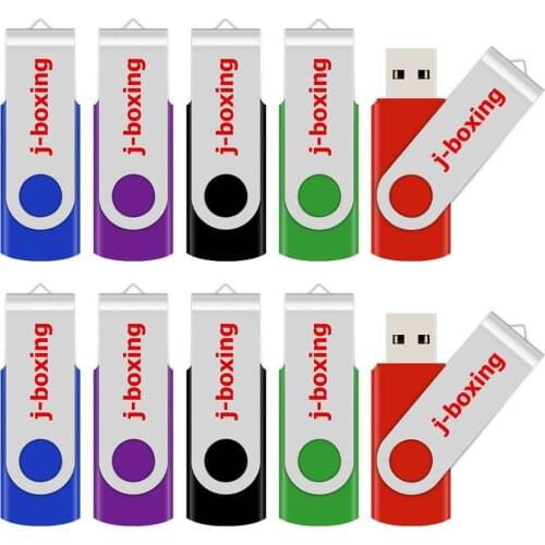 J-boxing USB Flash Drive 10PCS/Pack 1GB 2GB 4GB 8GB 16GB 32GB Pendrive Metal Swivel Memory Stick Thumb Drives Colorful for Gifts