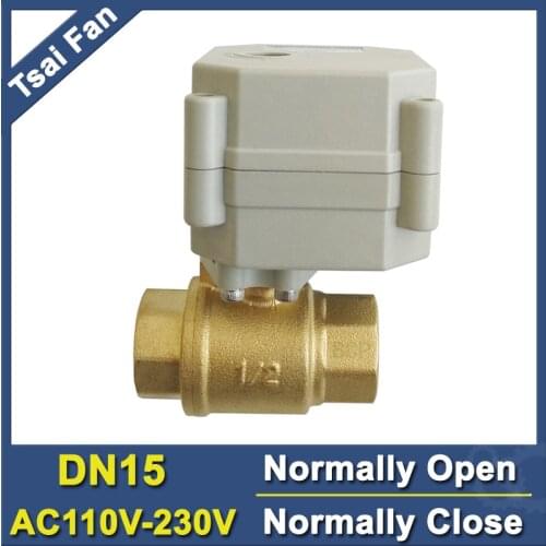 High Quality BSP/NPT 1/2'' (DN15) Brass Normal Open/Close Valve TF15-B2-C AC110V-230V 2 or 5 Wires For HVAC Water Application