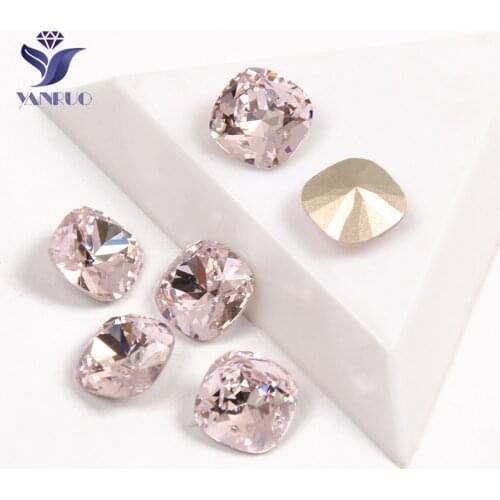 YANRUO 4470 Cushion Cut Light Rose Pointback Rhinestones Stones Crystal Glass Everthing For Sewing