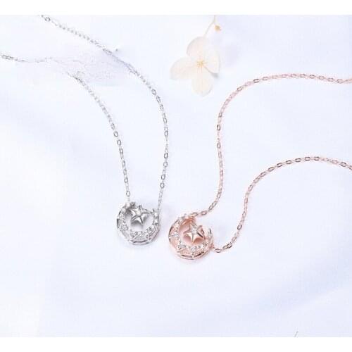 Star Moon Necklace Fashion Brand Jewelry S925 Silver Star River necklace for women