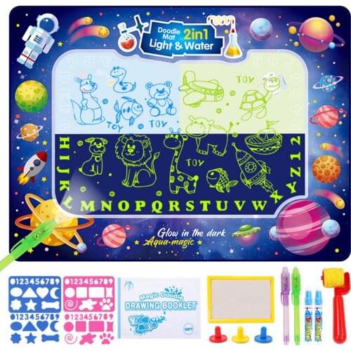 2-in-1 Water Doodle Mat Luminous Light & Water Drawing Educational Toys Deusable Painting Writing Kits Toys For Kids Gift