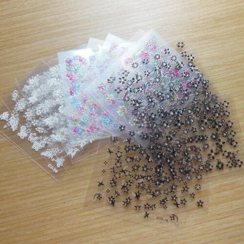 New Arrival 20 Sheet x 3D Design Tip Nail Art Sticker Decal Manicure Mix Color Flower nail decal