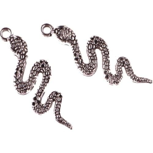 20pcs Antique Silver Snake Charms Animal Pendant fit Necklace Bracelet Jewelry Making Accessory Decoration 23545