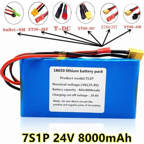 2021 100% New 7s1p 24V 8000mah lithium ion battery pack is suitable for scooter toy bicycle with built-in BMS