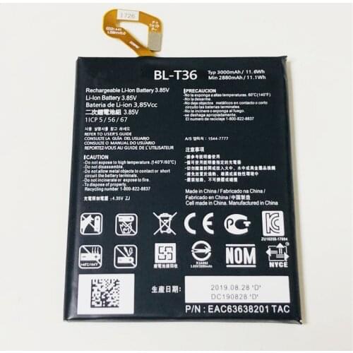 3.85V 3000mAh BL-T36 For LG K11+ 2018 LMX410FC LMX410YC LMX410FCW LMX410BCW LMX410YCW LMX410NCW X410E Battery