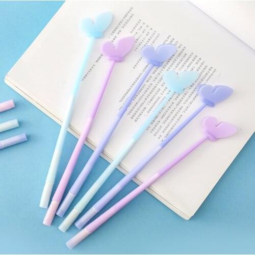 3pcs Aesthetic Butterfly Pen Flexible 0.5mm Blue Ink Pens for Smooth Writing Stationery Office Decoration Student Supplies H6513