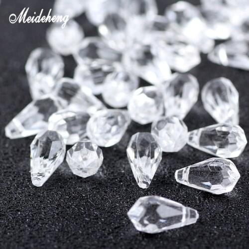 Meideheng Acrylic Beads Transparent Imitated Crystal Butterfly Water Drop Beads For Needlework Accessories For Jewelry Making