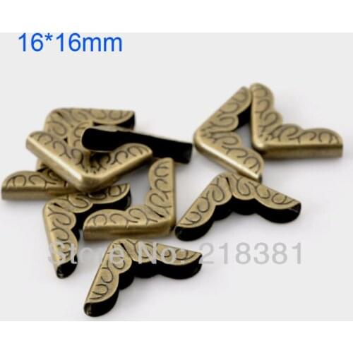 Free Shipping-200PCs Antique Bronze Book Corner Protectors 16mm*16mm*4mm Flower Pattern Scrapbooking Albums